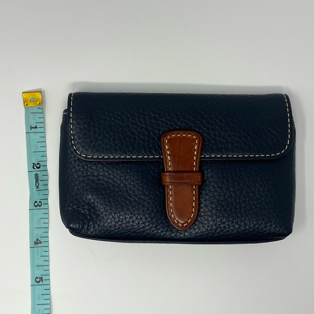 Navy Leather Clutch with Brown Accent - Picture 7 of 7